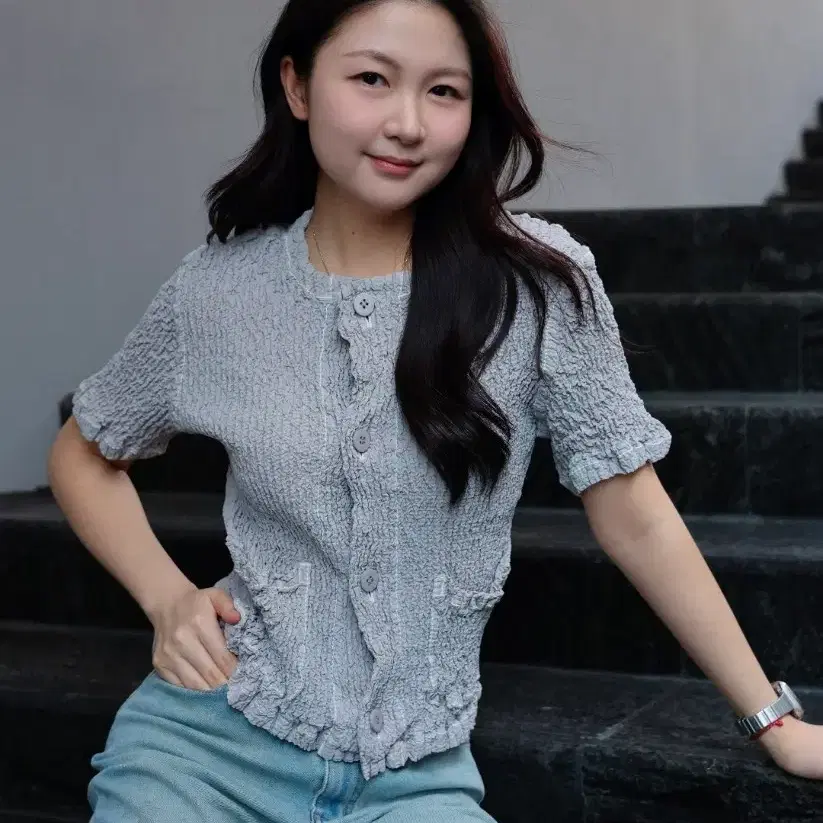 이세이미야케 앙상블 웨이블릿 가디건 &,해칭 스커트,플리츠플리즈