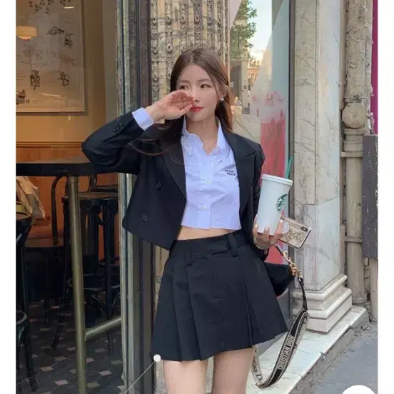 모던로브 플리츠 미니 스커트 블랙