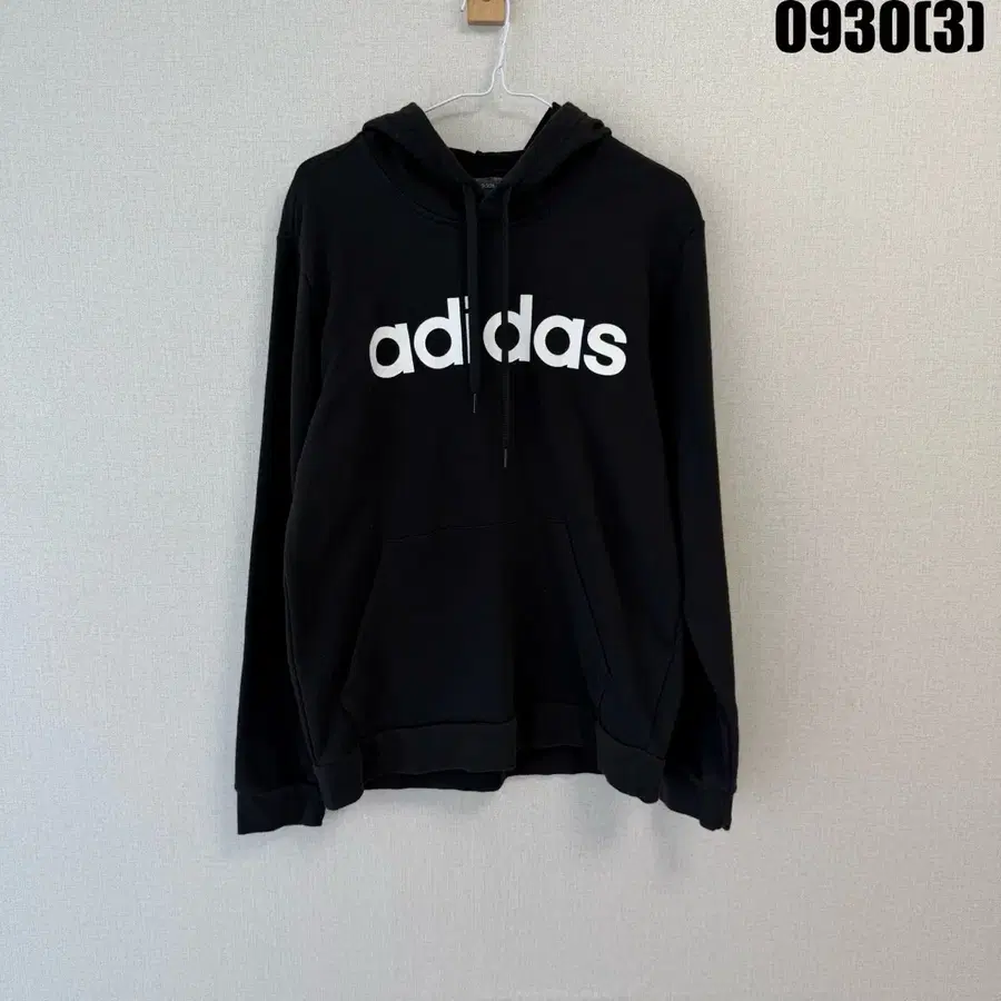 아디다스 로고 후드티 블랙 XL