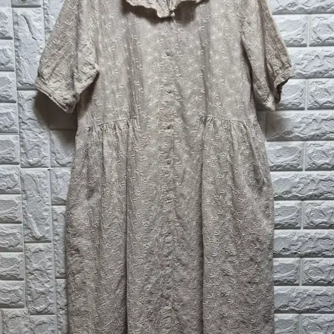 고퀄 린넨100 오트밀 자수 롱원피스