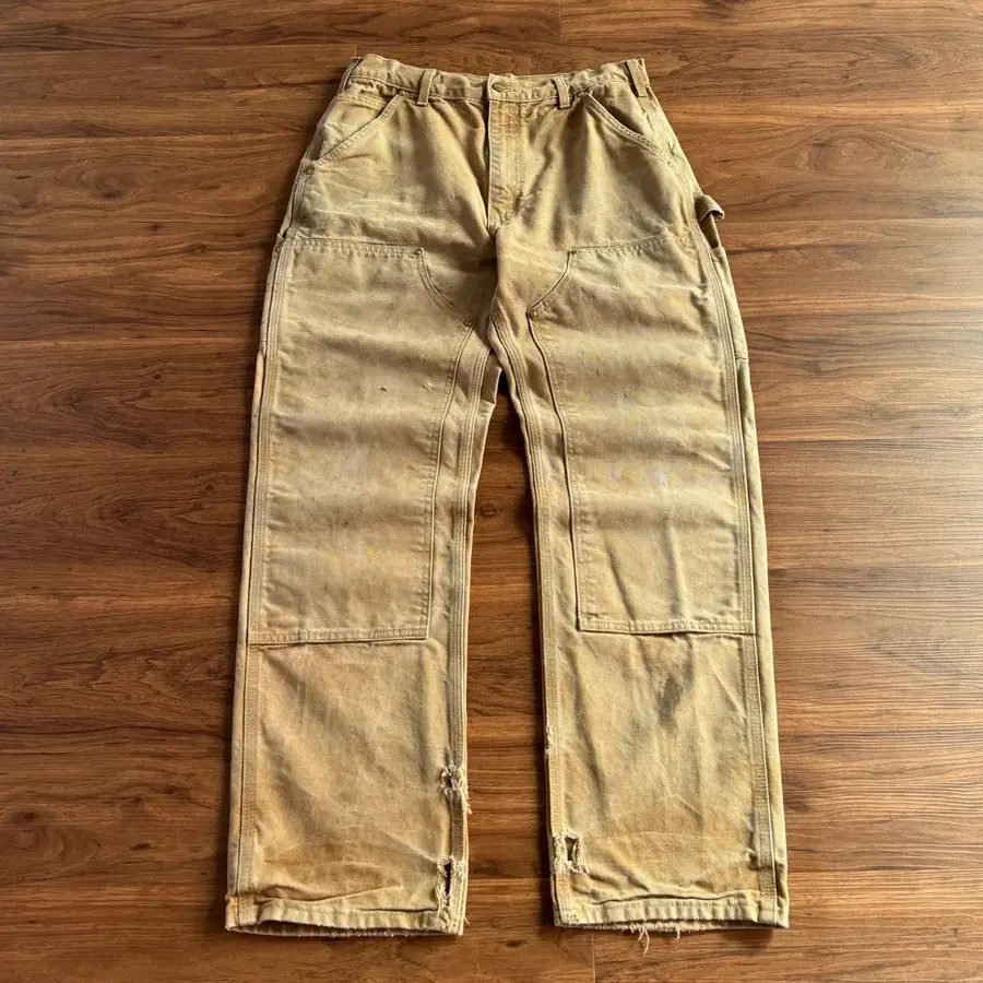 [32]칼하트 Made in USA 브라운 페인팅 더블니 워크팬츠