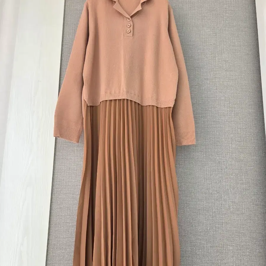 OLIVE DES OLIVE 니트+플리츠 롱원피스
