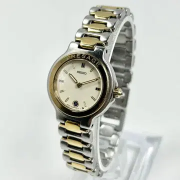 SEIKO PRESAGE 쿼츠 데이트 여성용 작동 시계 새 배터리