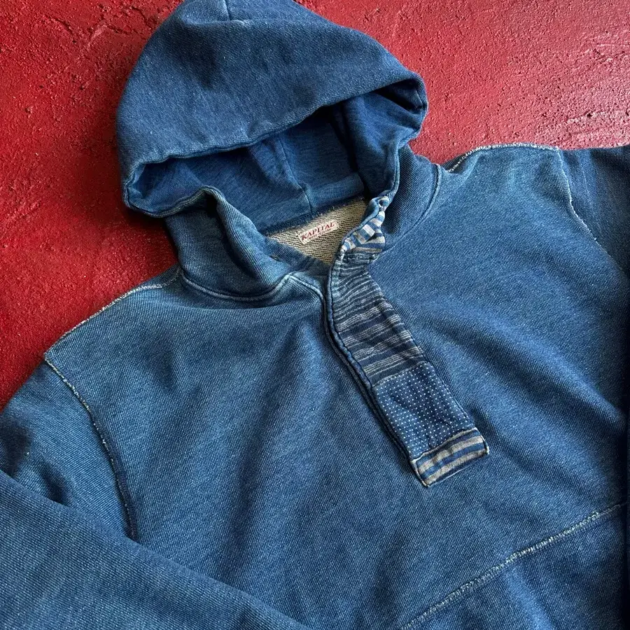 Kapital Indigo Loopback Patchwork Placket Hoodie