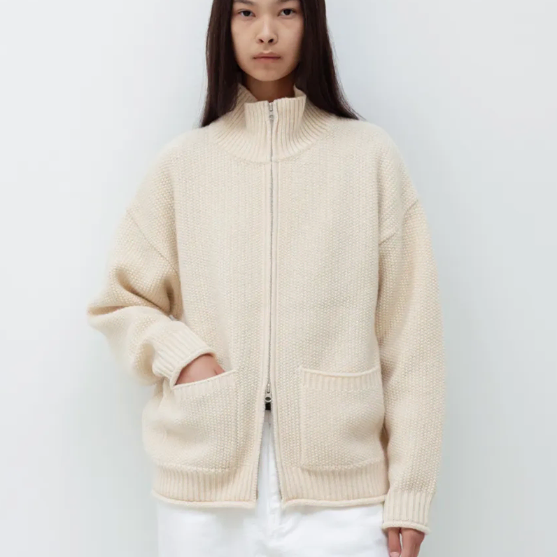 네세서리 Shetland Wool Zip-Up Cardigan 아이보리