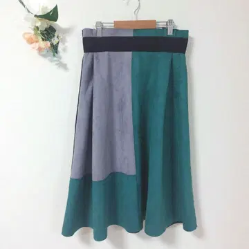 2.32 플레어 스커트 바이컬러 허리밴딩 [ 2XL ] 큰 링 지퍼