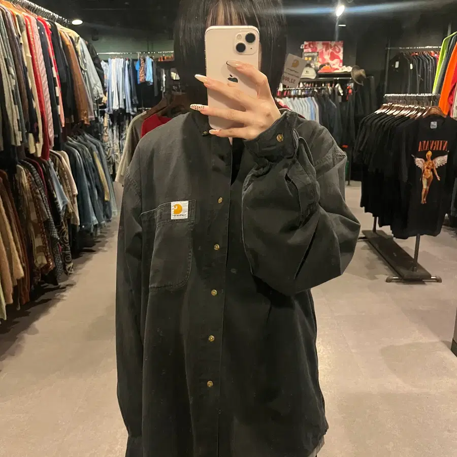 (050) CARHARTT 칼하트 빈티지 워크 셔츠 차콜 블랙