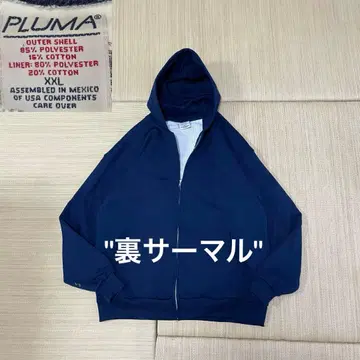 90s pluma 뒷면 기모 후드티 풀 집업 무지 네이비 XXL