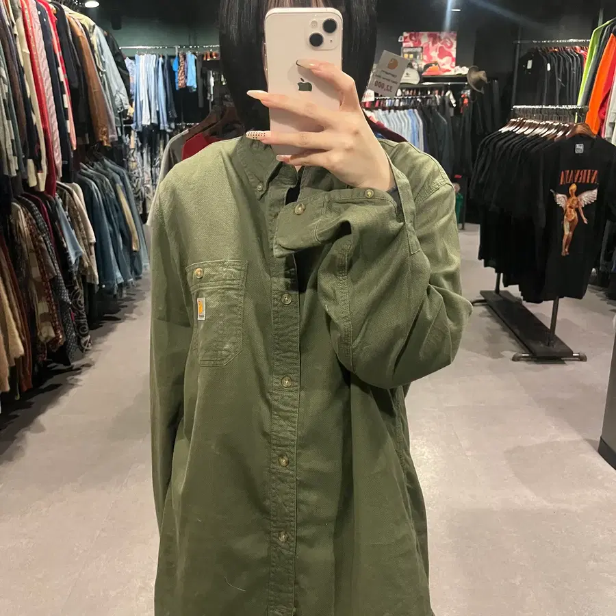 (054) CARHARTT 칼하트 빈티지 워크 셔츠 딥 올리브