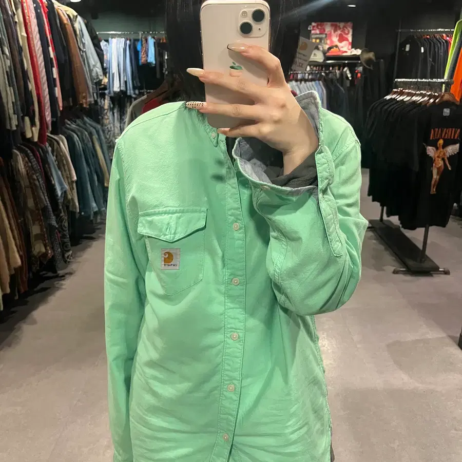 (055) CARHARTT 칼하트 빈티지 워크 셔츠 민트 그린
