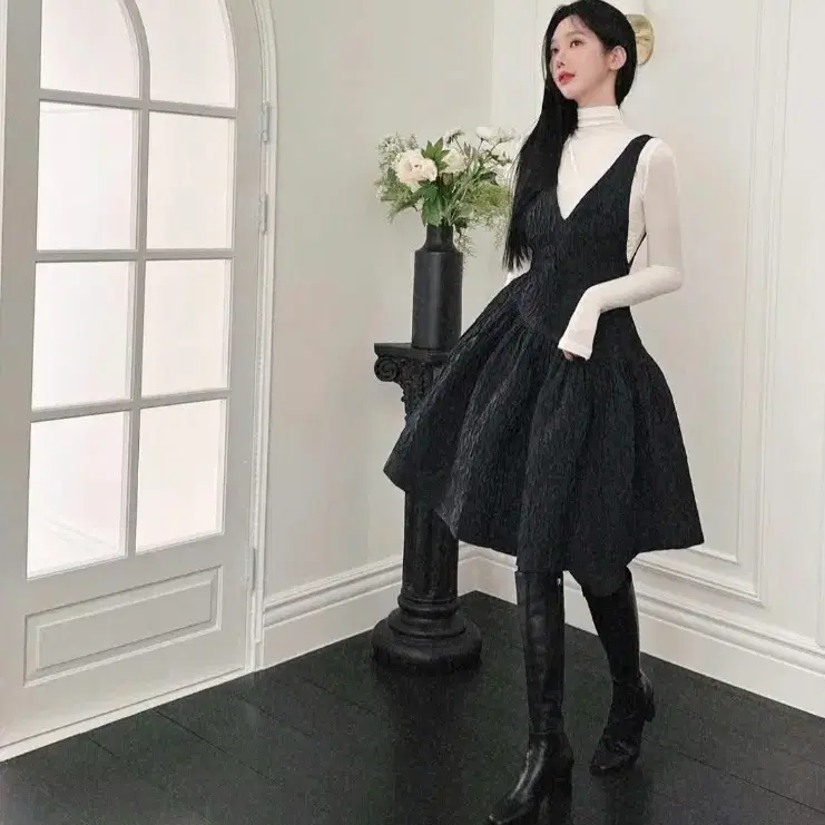 교신 이부베 햅번 뷔스티에 블랙 하객룩 돌잔치 원피스