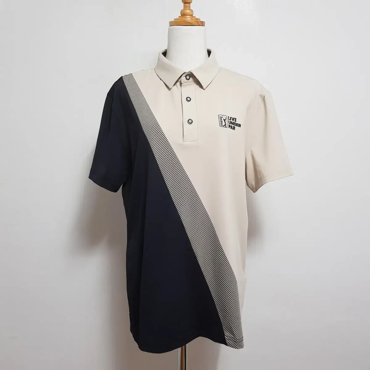 7115/PGA 남 100사이즈 베이지카라티셔츠/내옷방