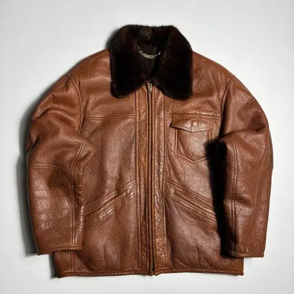 Snow Leather 90's 밍크 카라 램스킨 무스탕 자켓 R4232