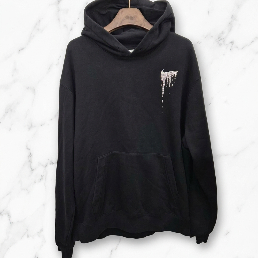 L,100,크게나옴 )) NIKE 나이키 비즈 로고 후드티셔츠! 블랙 색상~