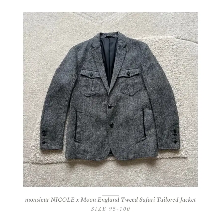 monsieur NICOLE x Moon England 트위드 사파리 테일러드 자켓 (95-100)