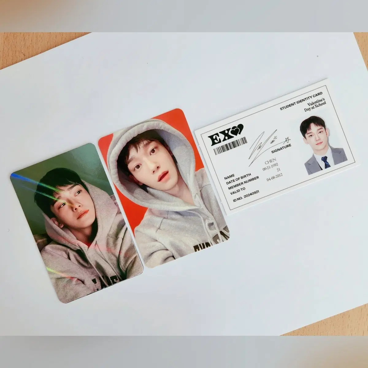 [3장일괄] 엑소 EXO 첸 종대 시그 포토카드 ID카드 알라딘 특전