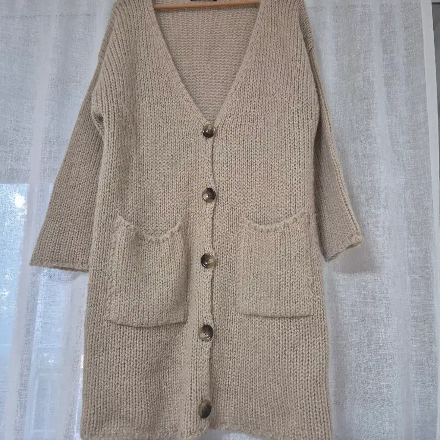 [ALL DRESS] 프리미엄 오트밀 부클레 롱 니트 아우터 (Camel Beige)
