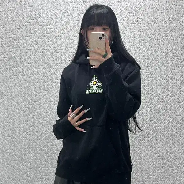 반스 빈티지 키치 플라워 머쉬룸 풀오버 후드티 M C15172