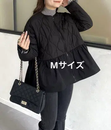 퀼팅 페플럼 블루종 블랙 M 사이즈