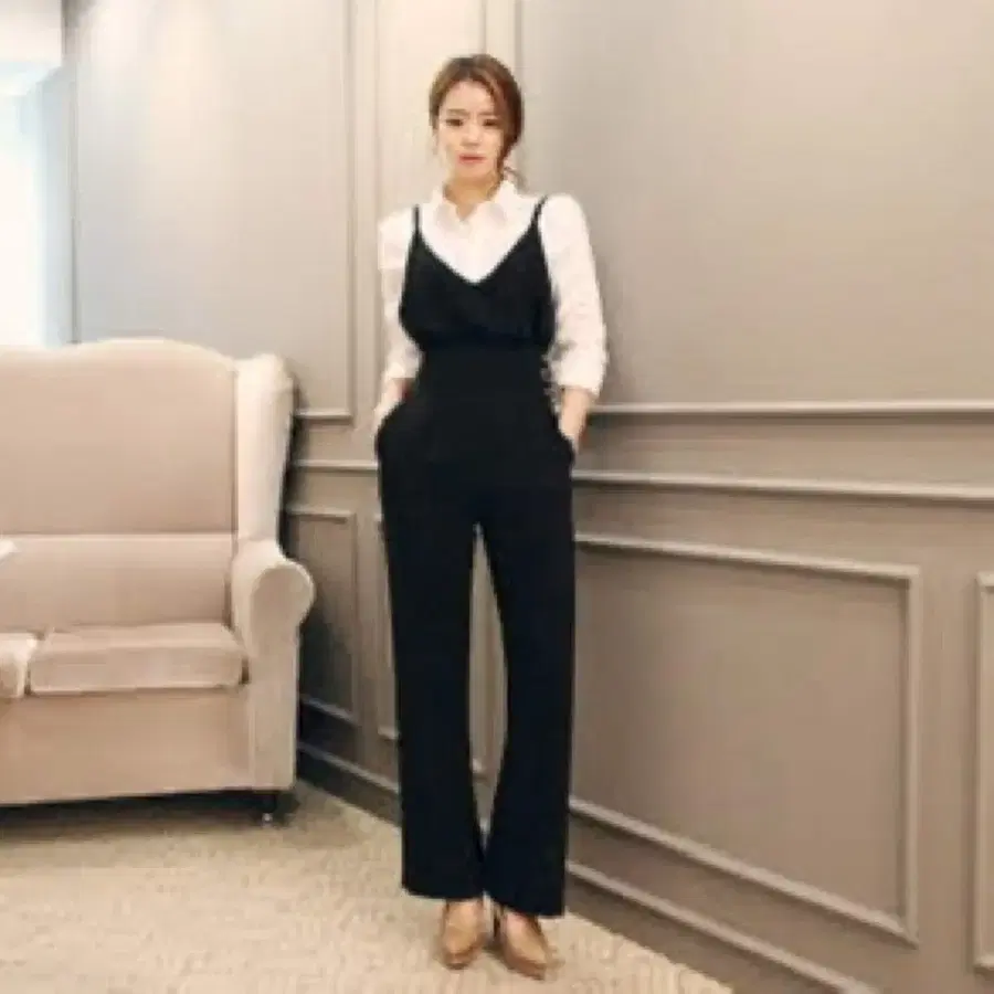 333. 다바걸 이지 뷔스티에 나시 하이와이드팬츠 세트 M