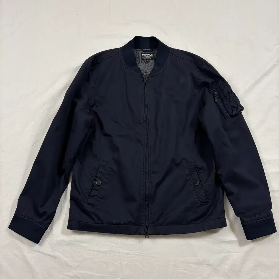Barbour International 울 블렌드 코튼 봄버 자켓 네이비 L