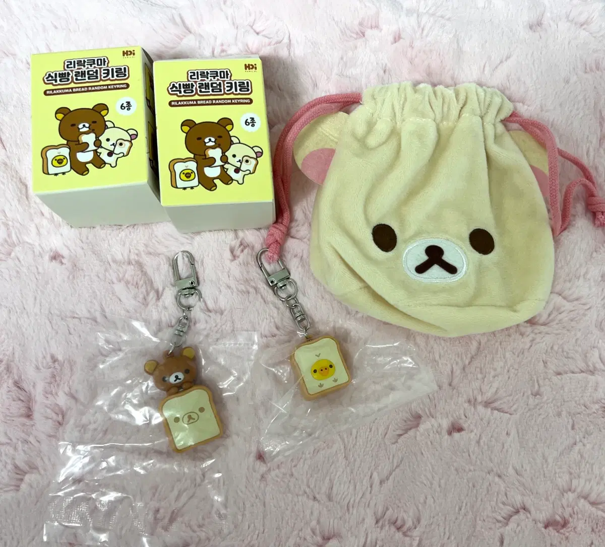 (일괄) 리락쿠마 식빵 키링 키이로이토이 코리락쿠마 후와후와 파우치