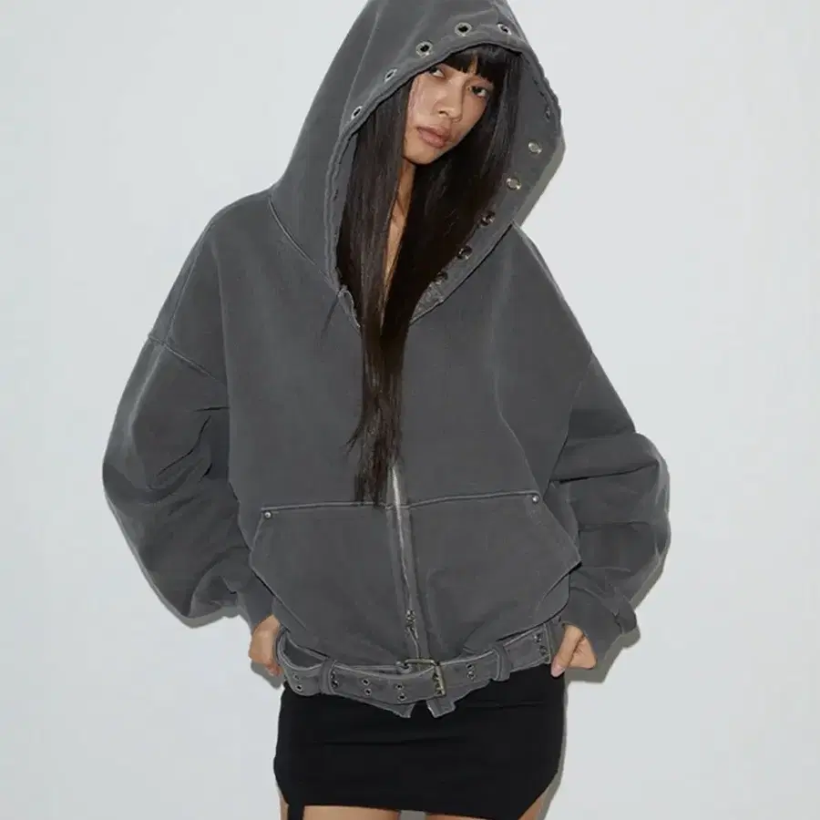 분트 아일렛 벨트 후드집업 Eyelet Belt Hood Zip-up 차콜
