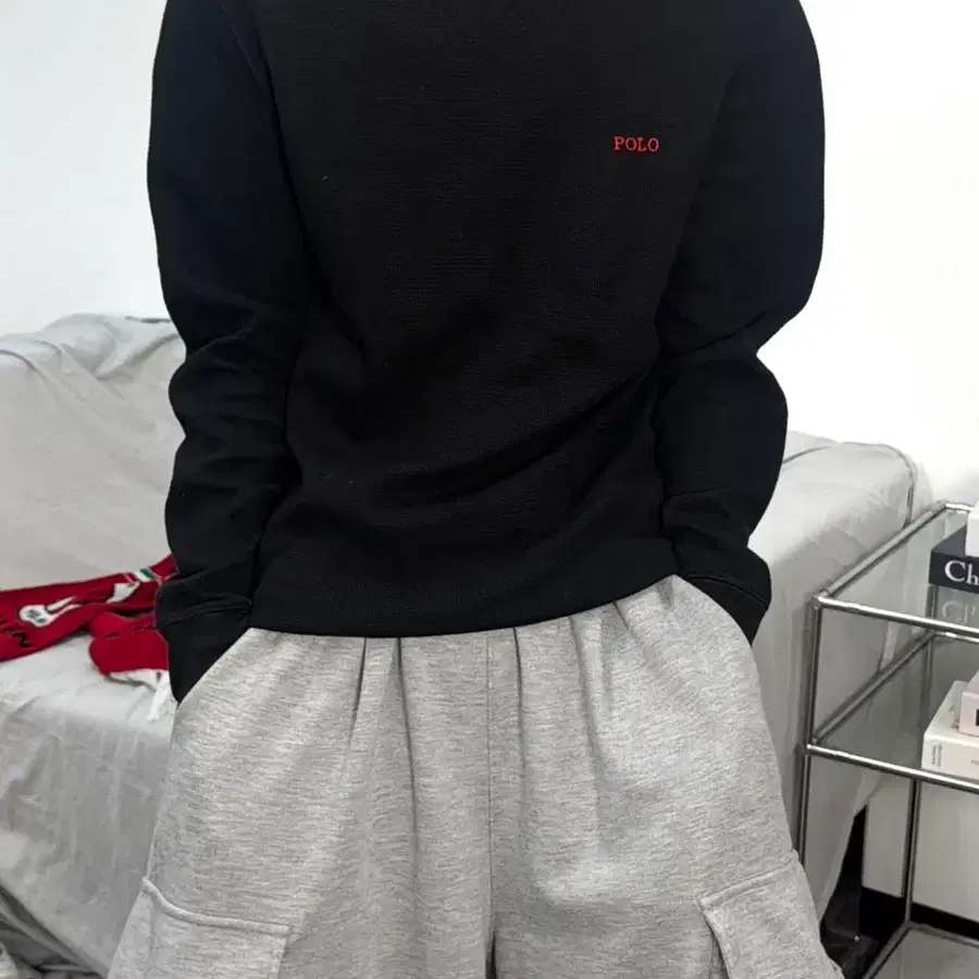 폴로 랄프로렌 블랙 와플티 M