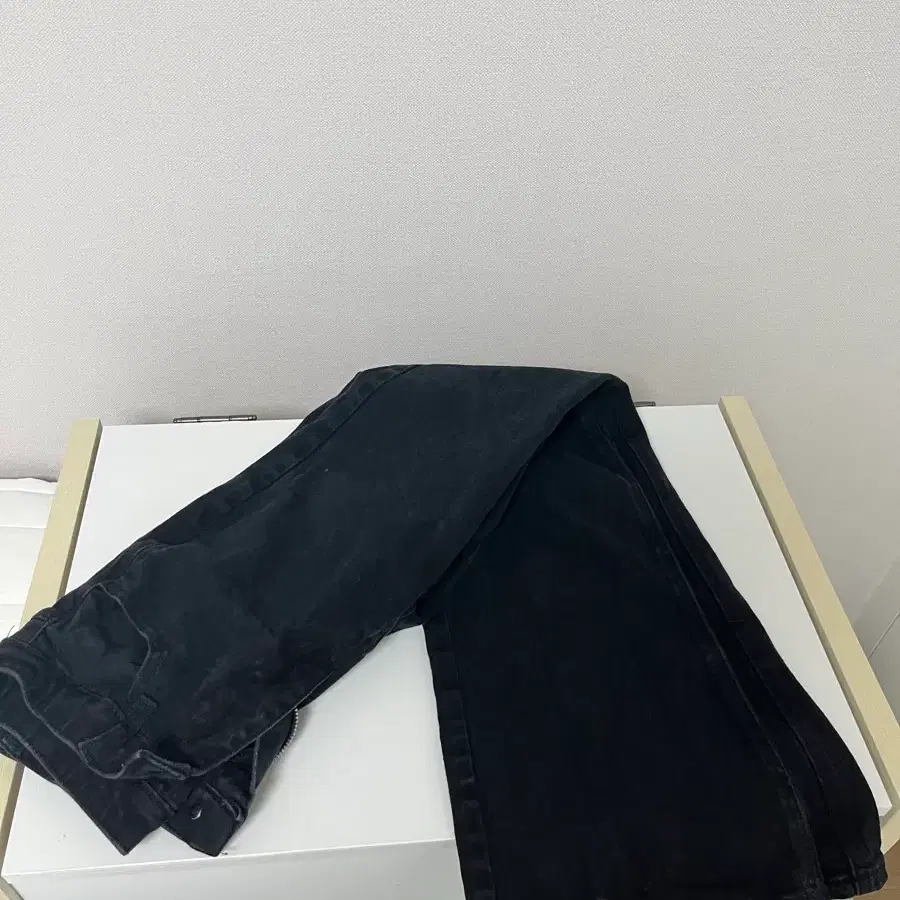 블랙 롱 부츠컷 밴딩 팬츠