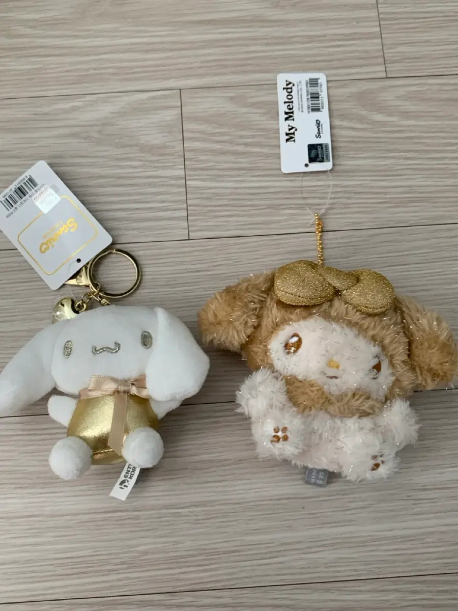 산리오 시나모롤 & 마이멜로디 골드 인형 키링