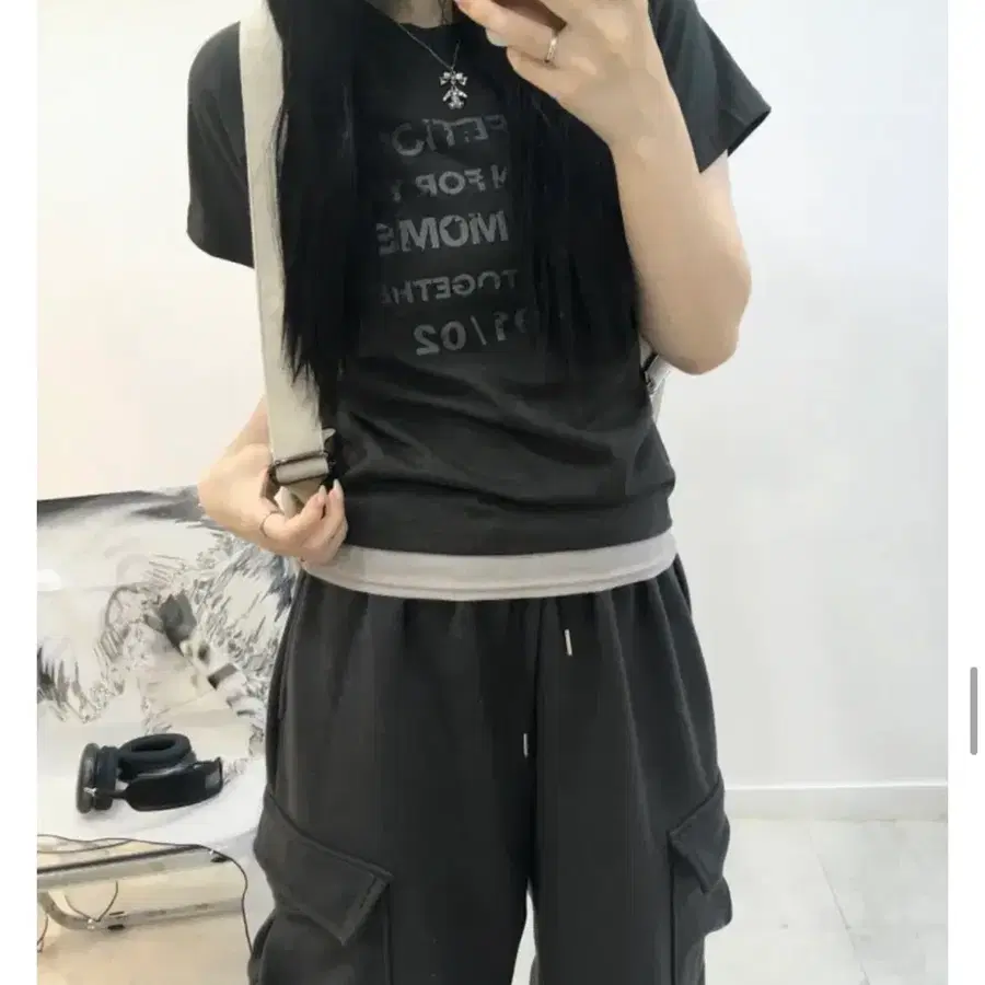 effect semi crop T 이펙트 세미크롭 반팔티