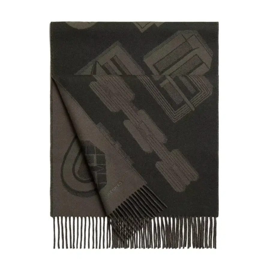 에르메스 까레 앙 부클레 Carre en Boucles 캐시미어 머플러 카키 H394810T 06