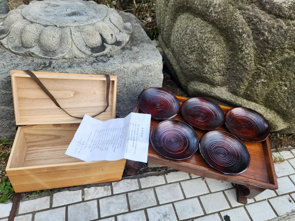 일본  천연목 옻칠 칠기 차탁 차받침