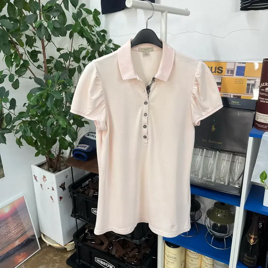 버버리 브릿 피케 반팔 칼라 티셔츠 M