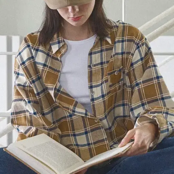 슬로우롤리 체크 셔츠 브라운