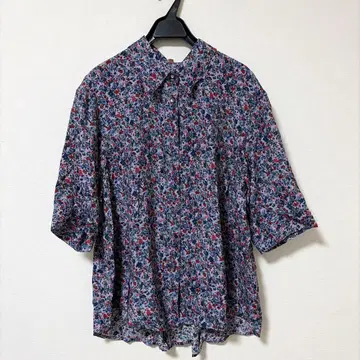 MOUSSY 꽃무늬 셔츠 블라우스 반소매 보라색 파랑