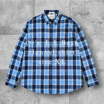 [ L.L.Bean ] 00s 긴팔 플란넬 셔츠 버튼 다운 블루 체크 XL