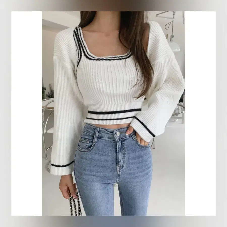 아이보리색+검정색 볼레로 가디건 세트 (XS/S/M/L, 44/55/66/77, 80/85/90/95 사이즈)