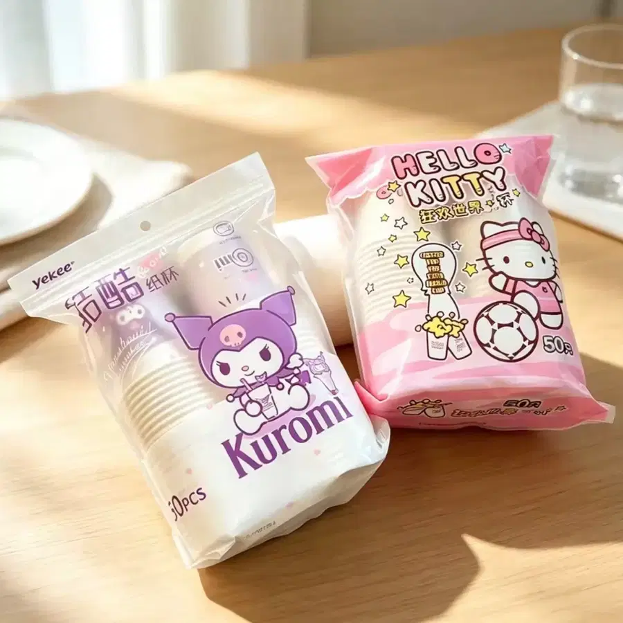 산리오 캐릭커 단단한  종이컵 50개입 (키티/쿠로미/시나모롤)