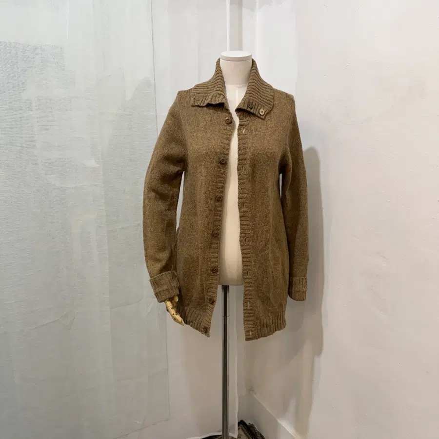 JPN vintage 큐브수가 보카시 하이넥 롱가디건 울가디건 2874
