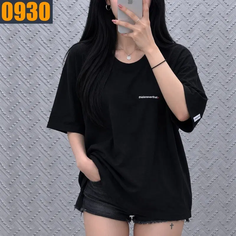 100 THISISNEVERTHAT 디스이즈네버댓 블랙 스몰로고 반팔 티셔츠 L