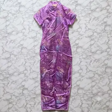 YANG GUI FEI 차이나 드레스 34 반팔 꽃무늬 코스프레 퍼플