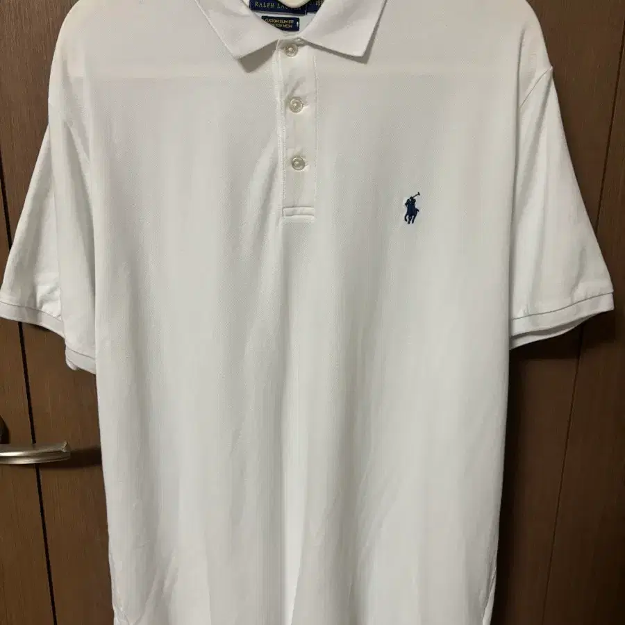 POLO 폴로랄프로렌 커스텀슬림핏 화이트 반팔 카라티셔츠 L