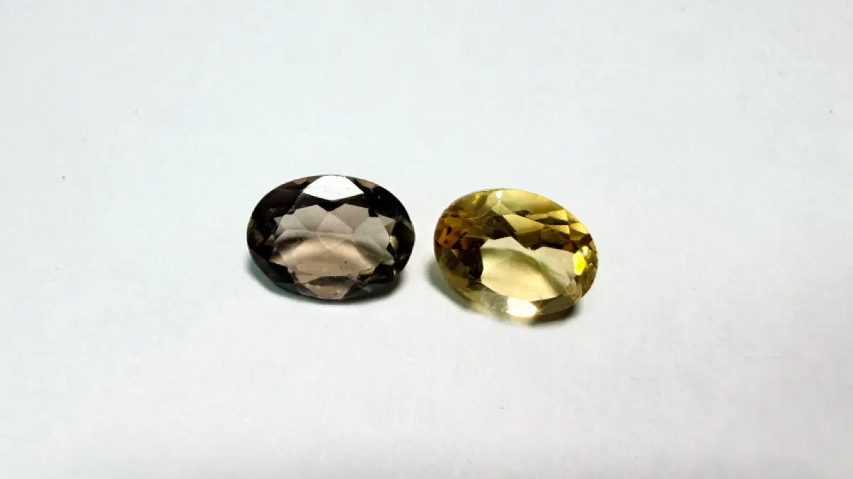 No.6296 천연 시트린&연수정 에메랄드커팅2개 2.2ct