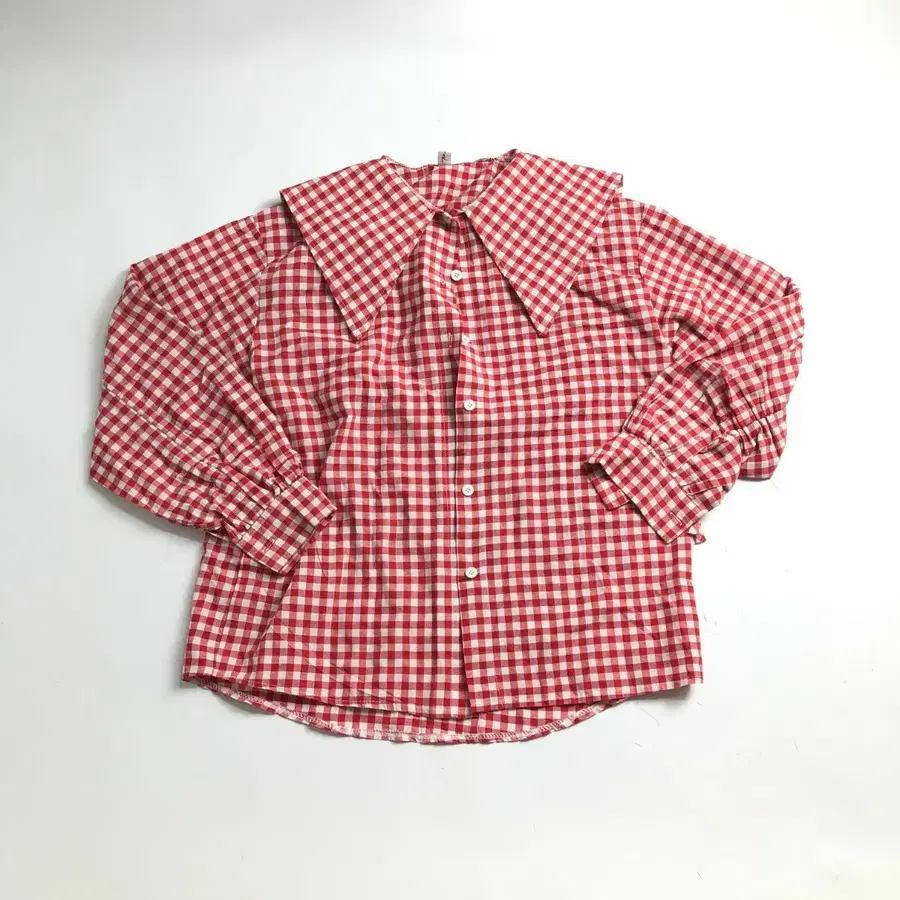 체크 패턴 빅카라 블라우스