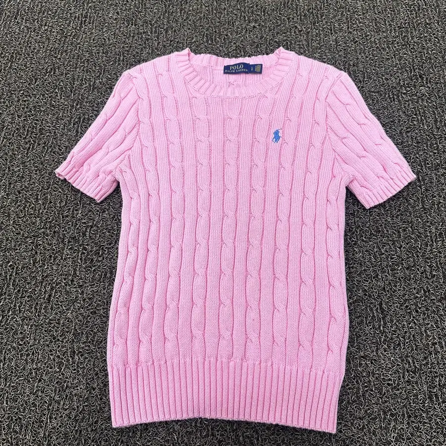 POLO 폴로 랄프로렌 케이블 꽈배기 여성 니트 반팔 핑크 L