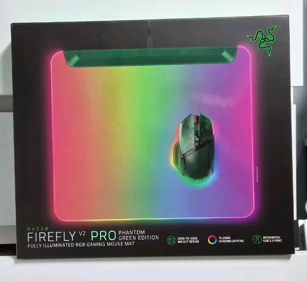 레이저 파이어플라이 V2 프로 게이밍 마우스패드 팬텀 그린 에디션