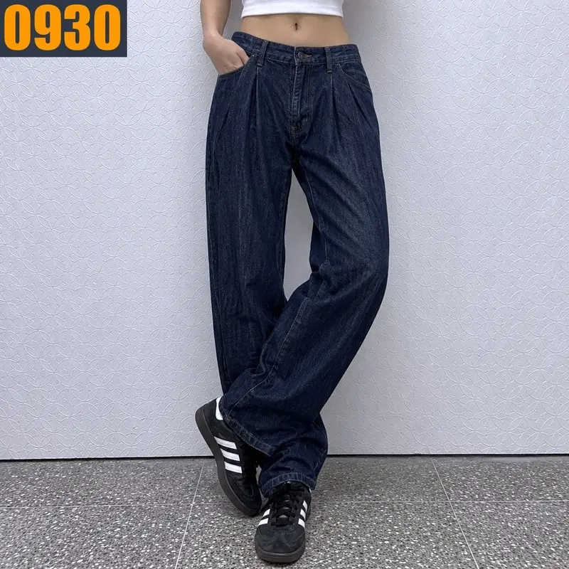 30 BESLOW 비슬로우 딥인디고 원턱 와이드 데님 팬츠 S