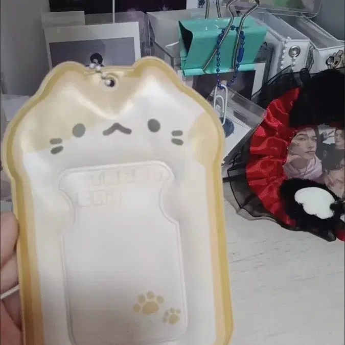 푸린 빵 모양 투명 카드 지갑 미사용