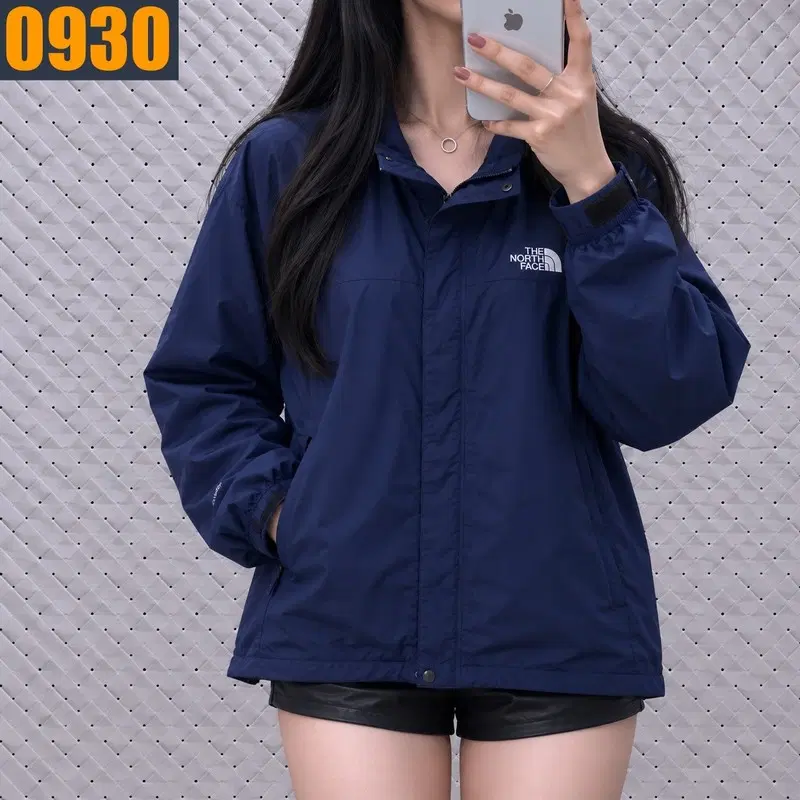 105 THE NORTH FACE 노스페이스 딥네이비 로고 후드 바람막이 자켓 XL
